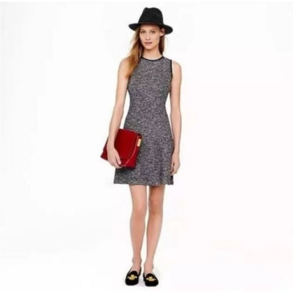 J Crew Women's Scoop Neck Sleeveless fit-N-Flare Mini Dress Black White Size 4